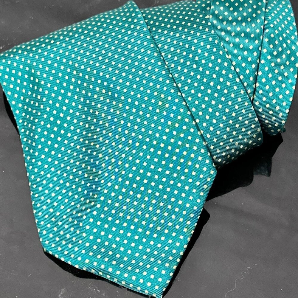 Fendi Silk Tie Necktie Neckwear Mens Kelly Green Irish Designer Polka Dots Lux
